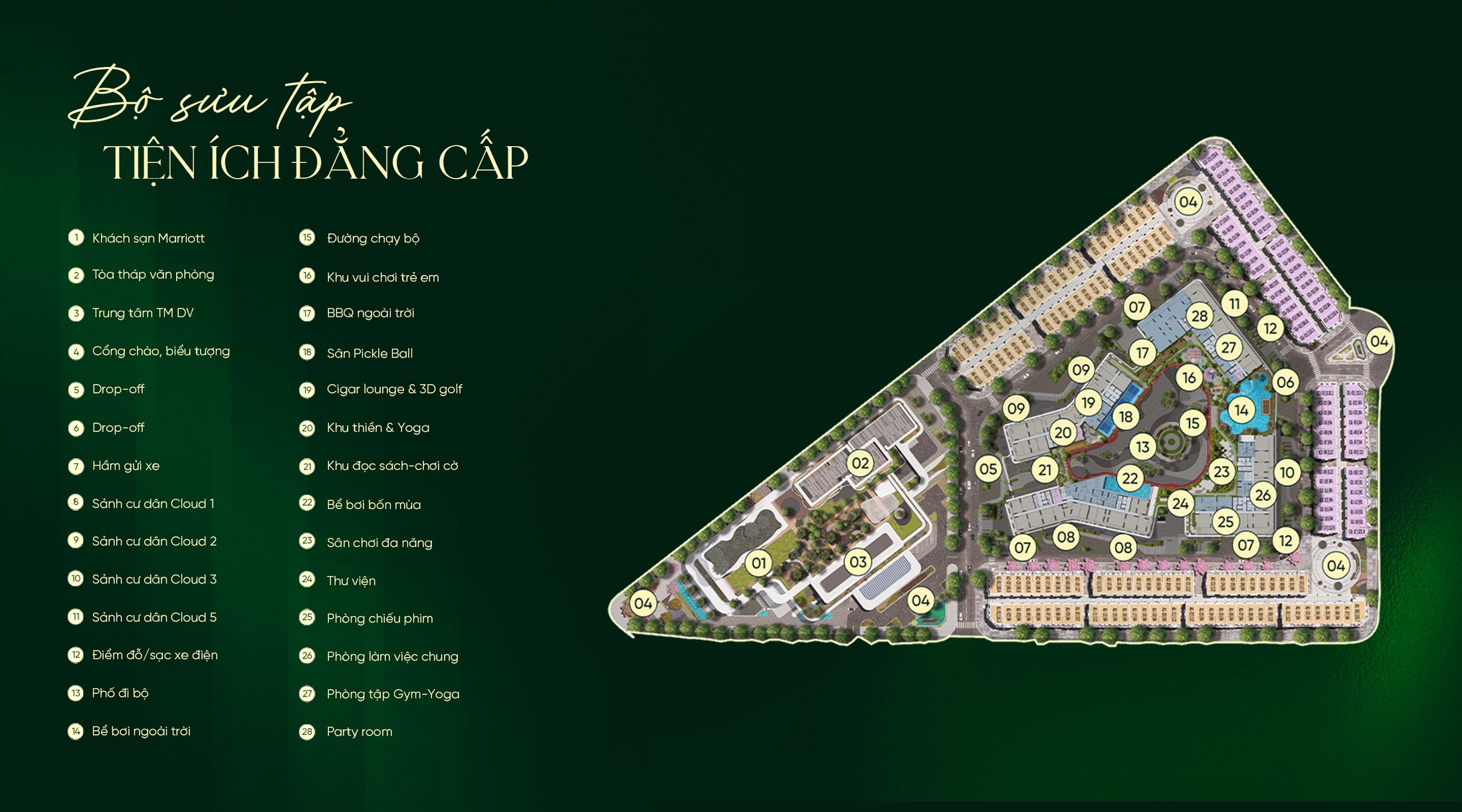 Sơ đồ đầy đủ 28 tiện ích Royal Mansion